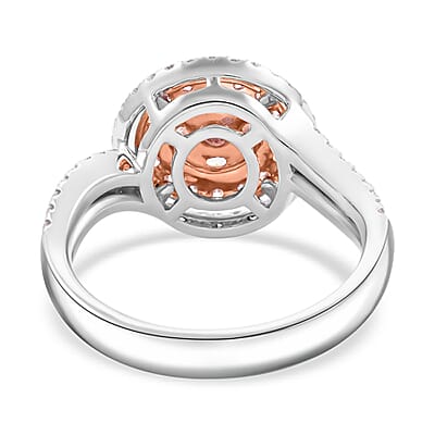 Modani Natural Pink and White Diamond 0.70 ctw Ring in 14K White Gold (Size 5.0) 4.05 Grams