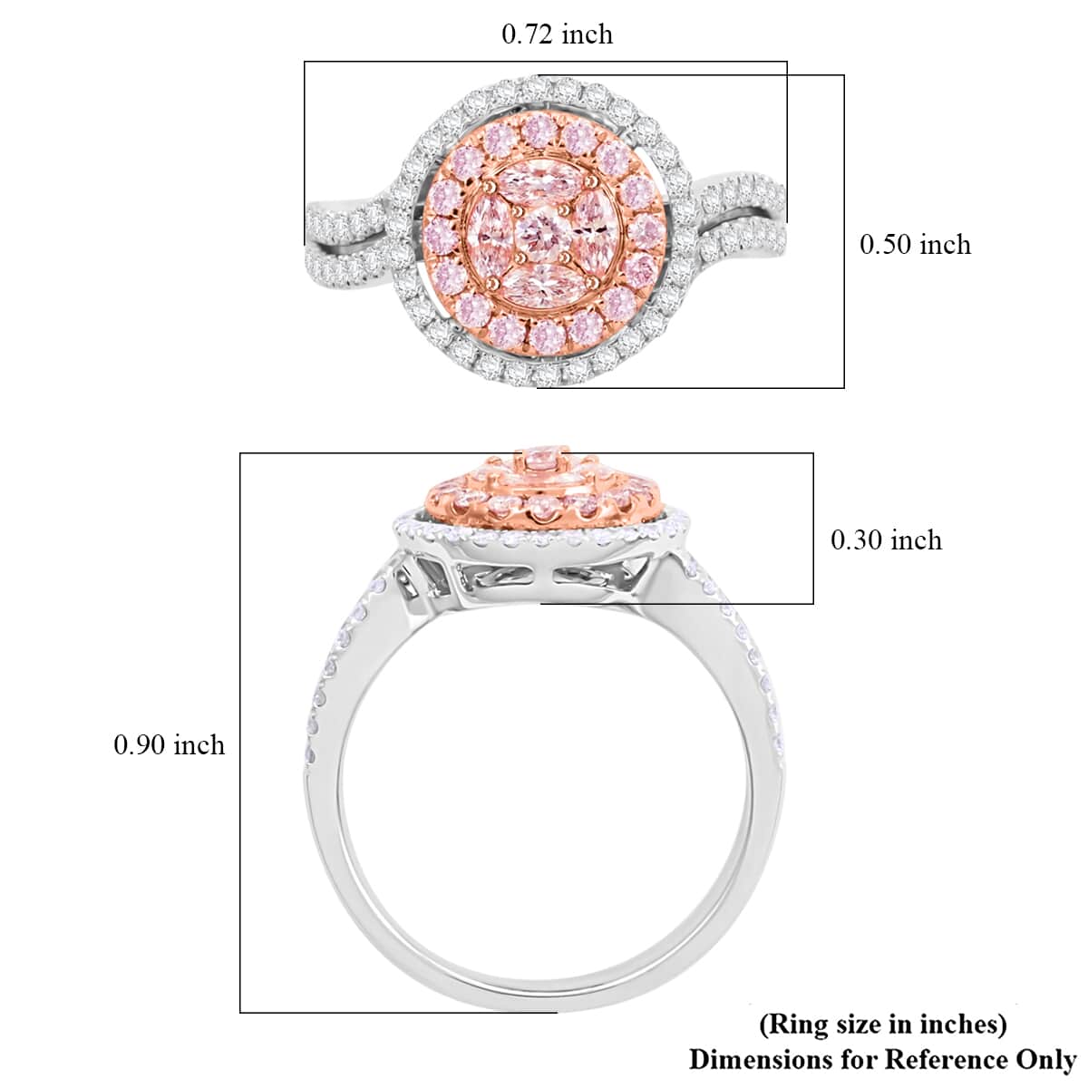 Modani Natural Pink and White Diamond 0.70 ctw Ring in 14K White Gold (Size 5.0) 4.05 Grams image number 5