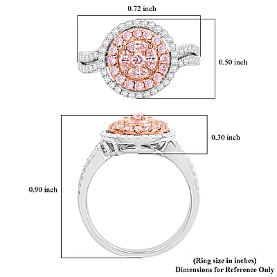 Modani Natural Pink and White Diamond 0.70 ctw Ring in 14K White Gold (Size 5.0) 4.05 Grams