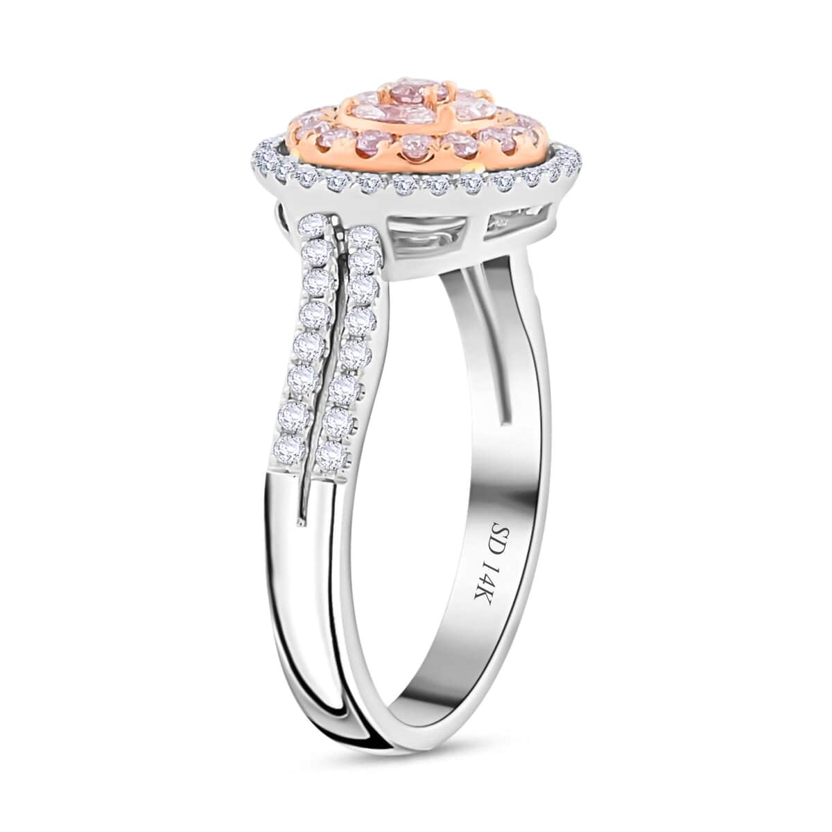 Modani Natural Pink and White Diamond 0.70 ctw Ring in 14K White Gold (Size 7.0) 4.05 Grams image number 3