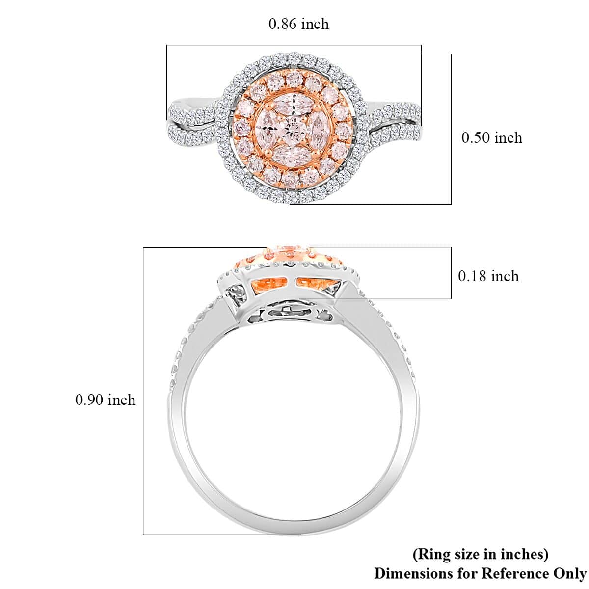 Modani Natural Pink and White Diamond 0.70 ctw Ring in 14K White Gold (Size 7.0) 4.05 Grams image number 5