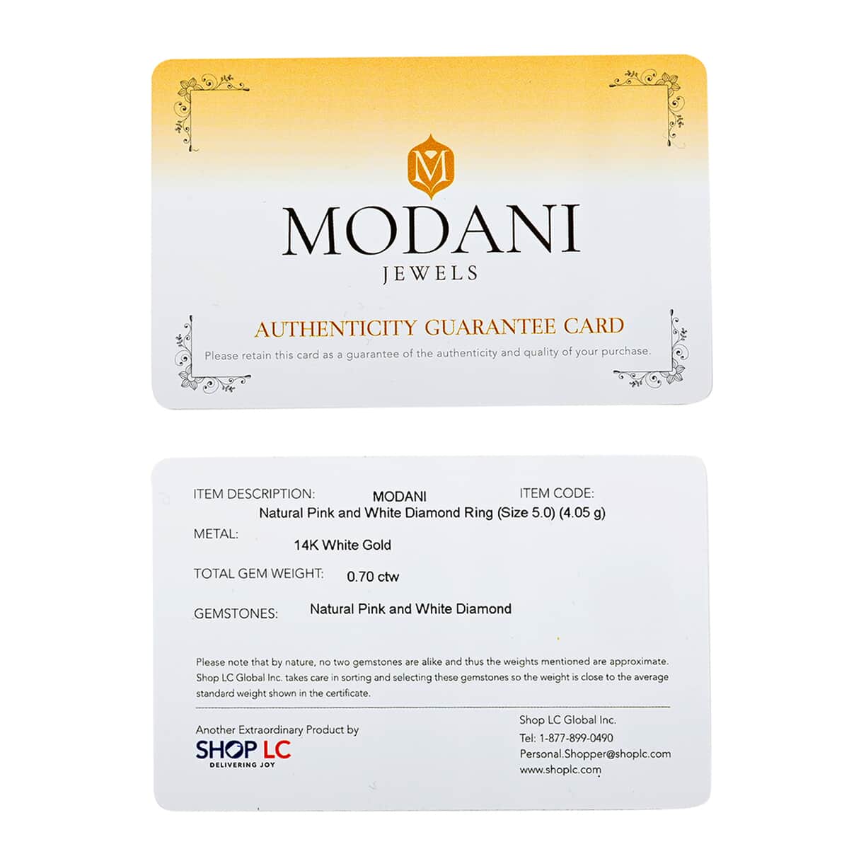 Modani Natural Pink and White Diamond 0.70 ctw Ring in 14K White Gold (Size 9.0) 4.05 Grams image number 6