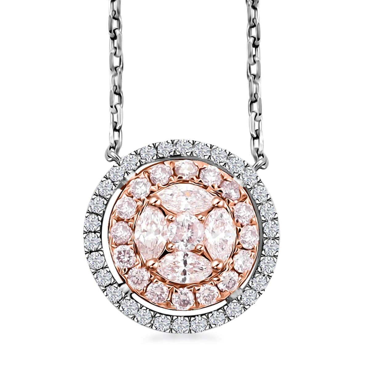 Modani 14K White Gold Natural Pink and White Diamond Necklace 18 Inches 0.60 ctw image number 0