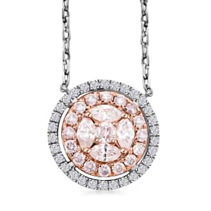 Modani 14K White Gold Natural Pink and White Diamond Necklace 18 Inches 0.60 ctw