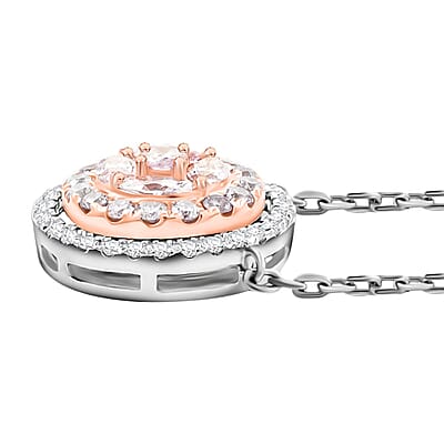 Modani 14K White Gold Natural Pink and White Diamond Necklace 18 Inches 0.60 ctw