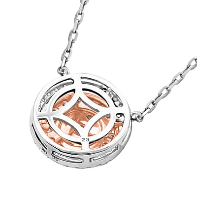 Modani 14K White Gold Natural Pink and White Diamond Necklace 18 Inches 0.60 ctw