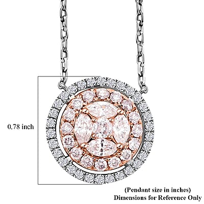 Modani 14K White Gold Natural Pink and White Diamond Necklace 18 Inches 0.60 ctw