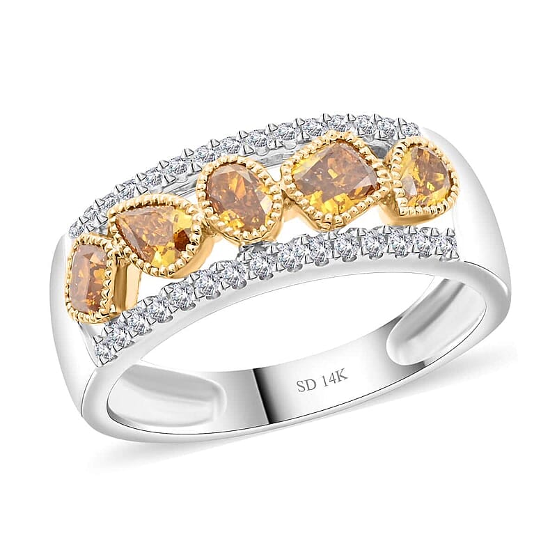 Modani Multi Diamond 1.00 ctw Ring in 14K White and Yellow Gold (Size 10.0)