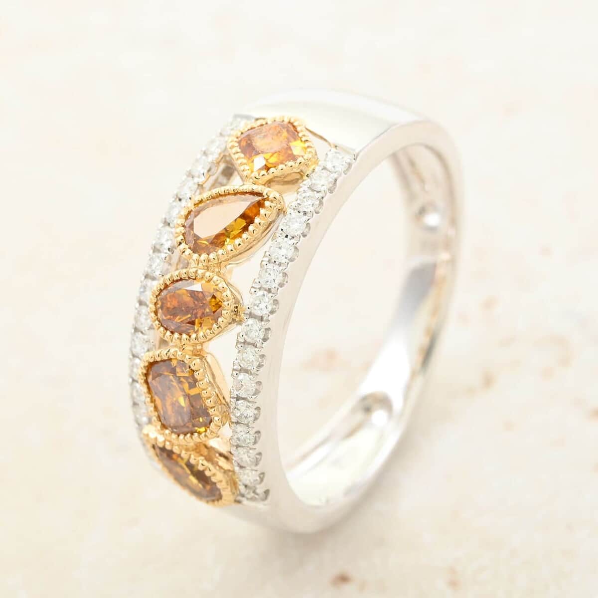 Modani 14K White and Yellow Gold Multi Diamond and White Diamond Ring 1.00 ctw image number 1