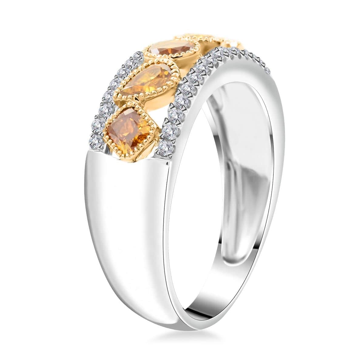 Modani 14K White and Yellow Gold Multi Diamond and White Diamond Ring 1.00 ctw image number 3