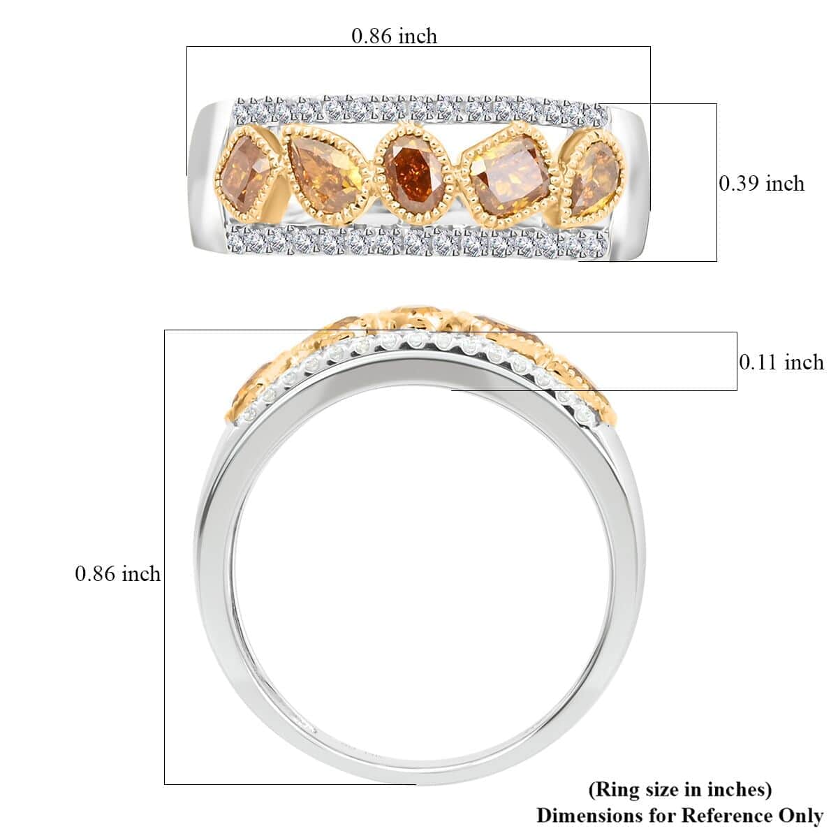 Modani 14K White and Yellow Gold Multi Diamond and White Diamond Ring 1.00 ctw image number 4