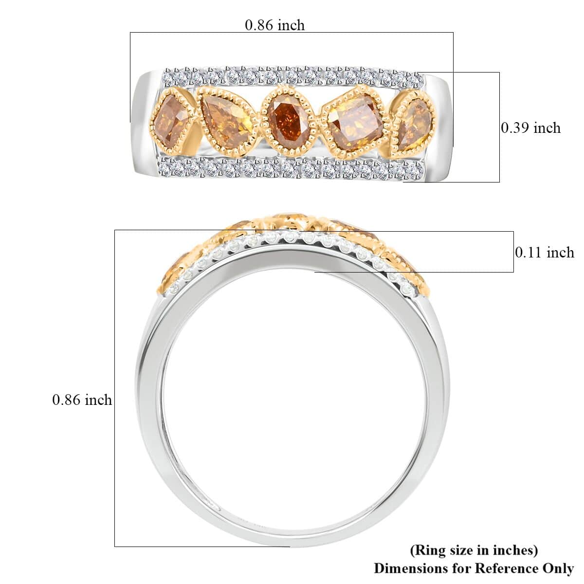 Modani Multi Diamond 1.00 ctw Ring in 14K White and Yellow Gold (Size 5.0) image number 4