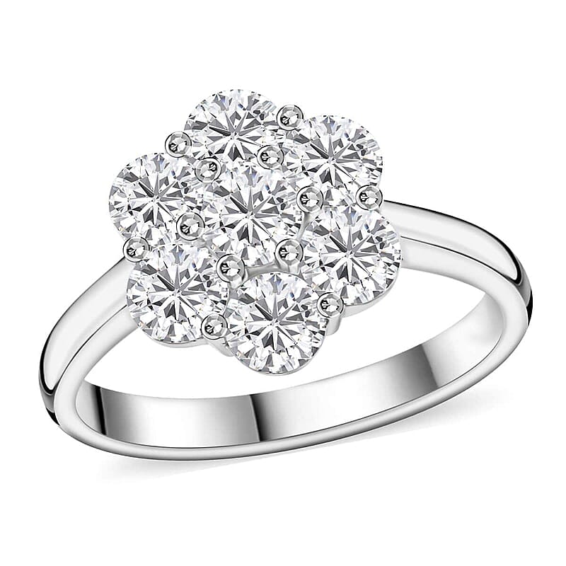 Modani White Diamond 1.70 ctw Ring in 18K White Gold (Size 10.0) 4.35 Grams