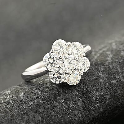 Modani White Diamond 1.70 ctw Ring in 18K White Gold (Size 10.0) 4.35 Grams