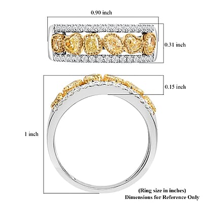 Modani Closeout Natural Yellow and White Diamond (SI) 1.00 ctw Ring in 14K White & Yellow Gold (Size 10.0)