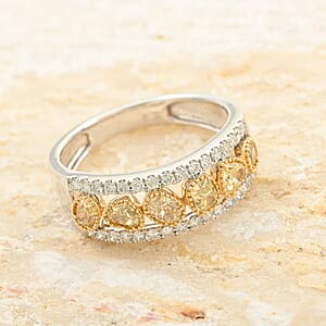 Modani Closeout Natural Yellow and White Diamond (SI) 1.00 ctw Ring in 14K White & Yellow Gold (Size 8.0)