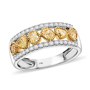 Modani Closeout Natural Yellow and White Diamond 1.00 ctw Ring in 14K White & Yellow Gold (Size 9.0)