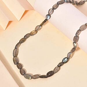 Labradorite Beads 85.00 ctw Necklace in Goldtone 18 Inches