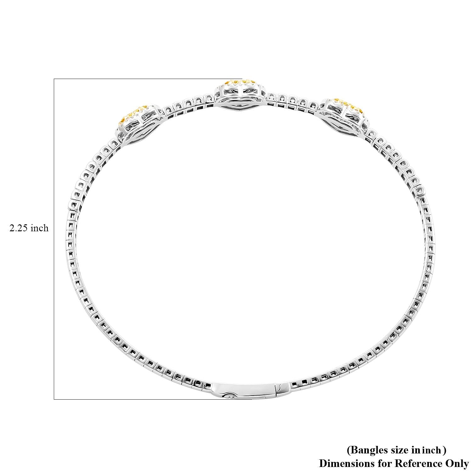 Modani 14K White Gold Natural Yellow and White Diamond Bangle Bracelet (7.00 In) 6.40 Grams 1.50 ctw