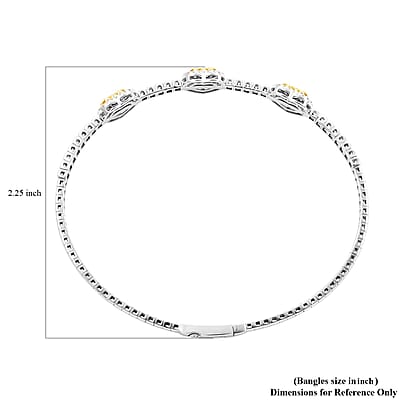Modani 14K White Gold Natural Yellow and White Diamond Bangle Bracelet (7.00 In) 6.40 Grams 1.50 ctw