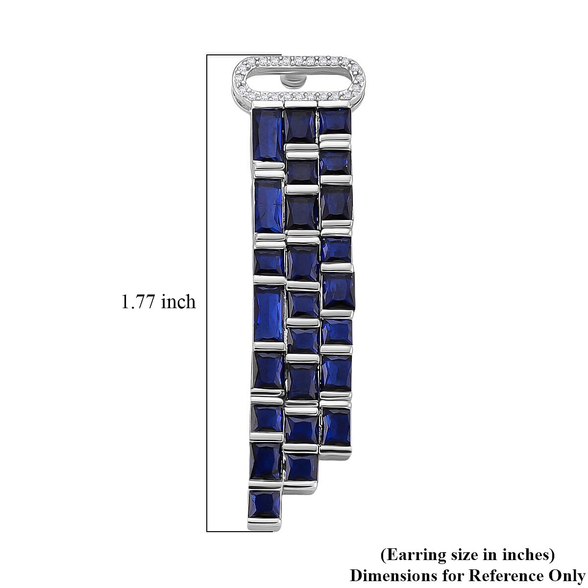 Blue Glass and Simulated Diamond Earrings in Silvertone image number 5