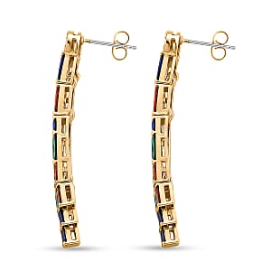 Multi Glass and Simulated Diamond Earrings in Goldtone