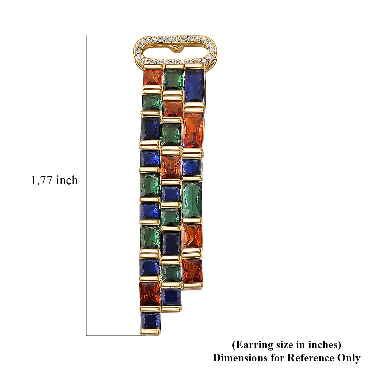 Multi Glass and Simulated Diamond Earrings in Goldtone image number 5