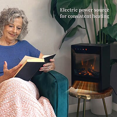 Black Electric Fireplace Stove Heater with Remote Control