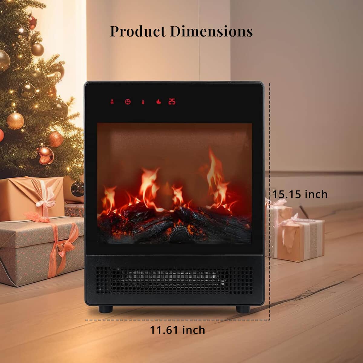 Black Electric Fireplace Stove Heater with Remote Control image number 5