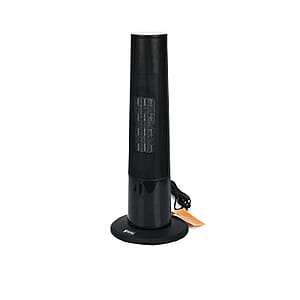 Black Indoor Tower Heater with Remote Control, LED Display and 3D Flame Effect