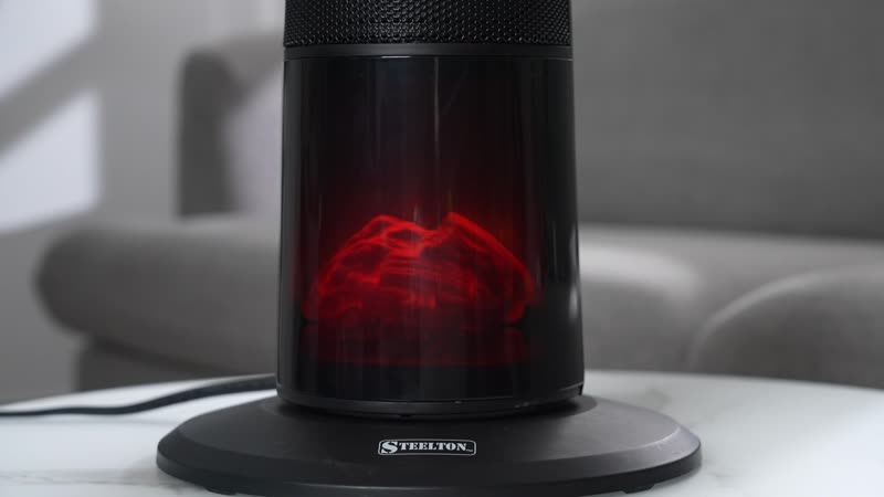 Black Indoor Tower Heater with Remote Control, LED Display and 3D Flame Effect