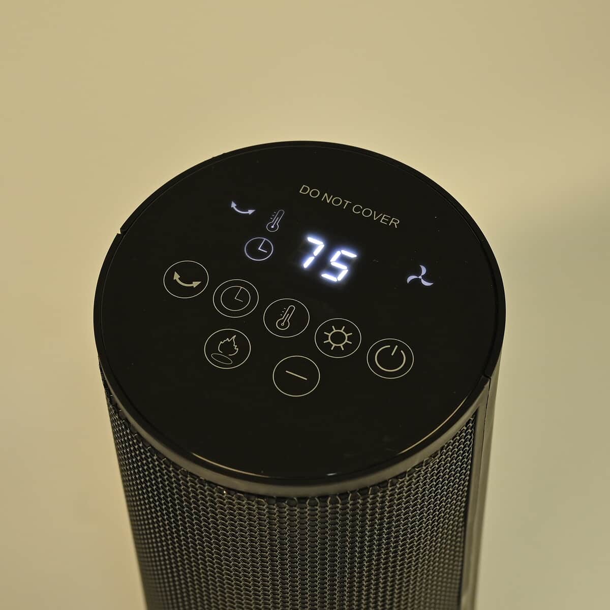 Black Indoor Tower Heater with Remote Control, LED Display and 3D Flame Effect image number 2