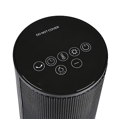 Black Indoor Tower Heater with Remote Control, LED Display and 3D Flame Effect