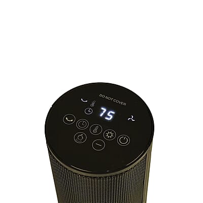 Black Indoor Tower Heater with Remote Control, LED Display and 3D Flame Effect