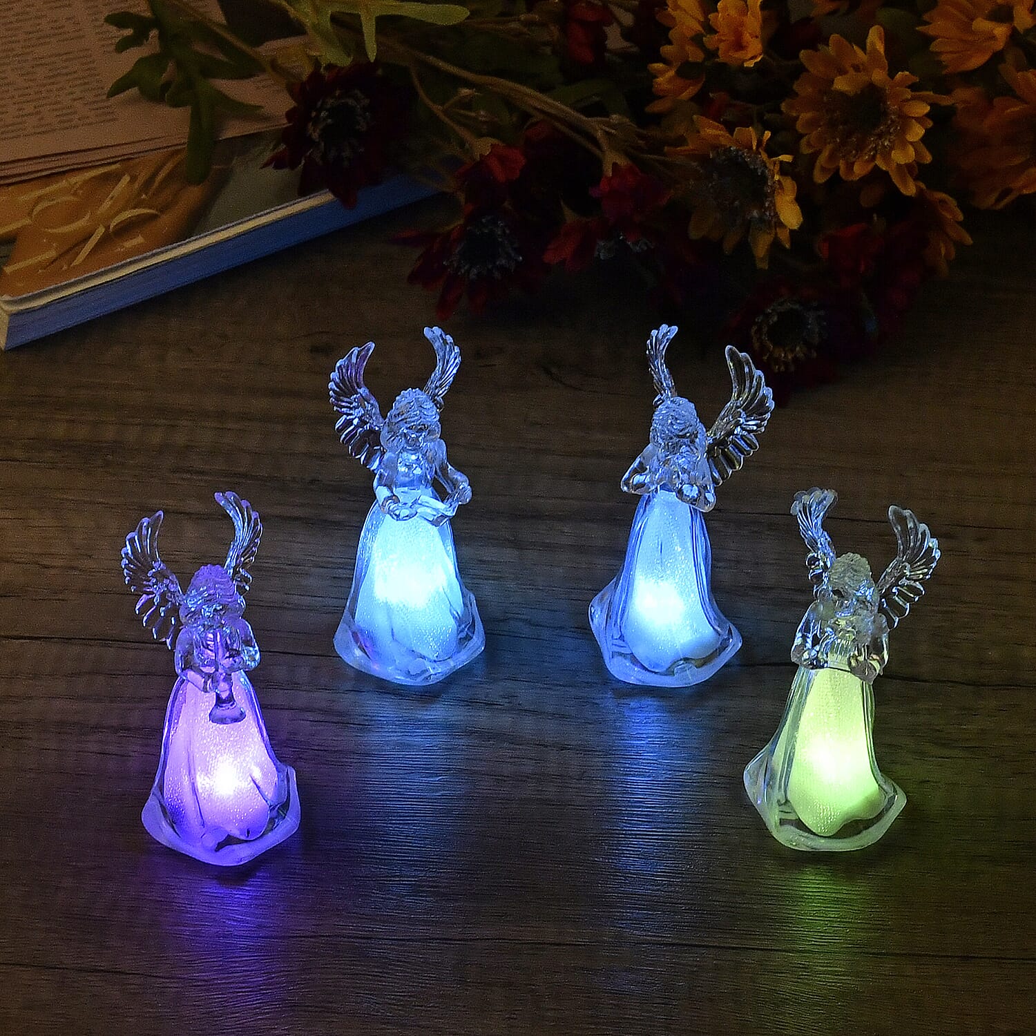 Set of 4 Angel LED Light with RGB Color Changing Lights (3*LR44 Battery included)