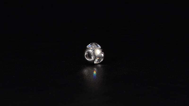 Simulated Diamond Rhinestone Charm in Rhodium Over Sterling Silver 2.10 ctw