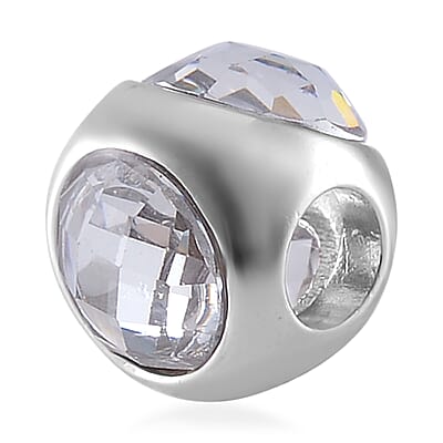 Simulated Diamond Rhinestone Charm in Rhodium Over Sterling Silver 2.10 ctw