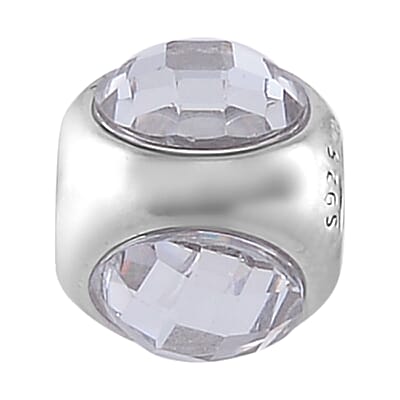 Simulated Diamond Rhinestone Charm in Rhodium Over Sterling Silver 2.10 ctw