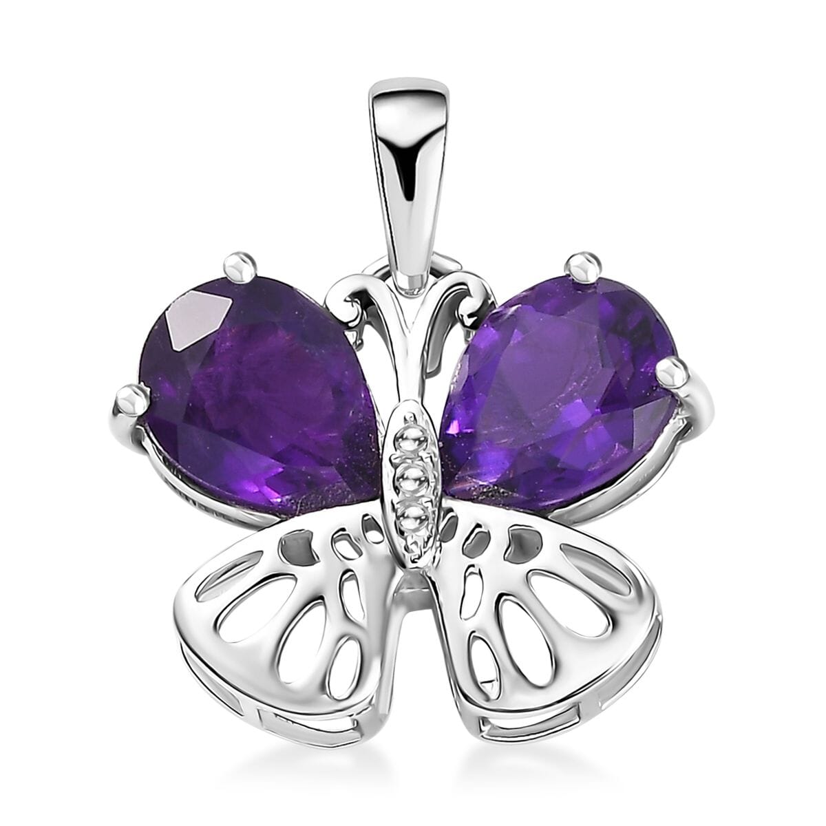 African Amethyst 2.90 ctw Butterfly Charm in Rhodium Over Sterling Silver image number 0
