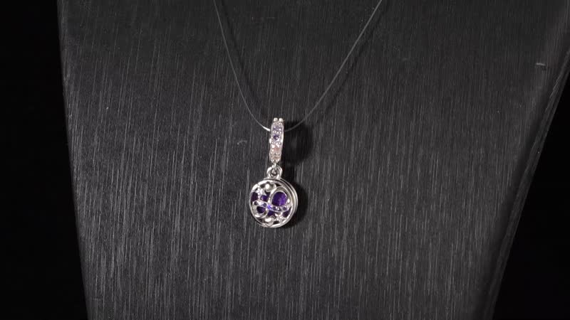 Simulated Multi Color Diamond and Enameled Charm in Rhodium Over Sterling Silver 0.25 ctw