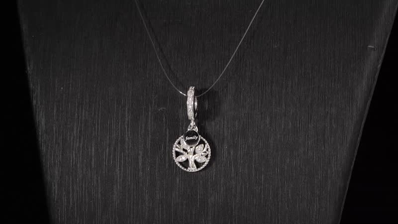 Simulated Blue Diamond Anchor Ship Charm in Rhodium Over Sterling Silver