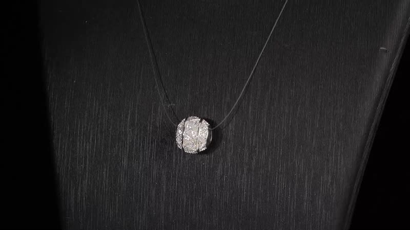 Simulated Diamond Old Oxide Ball Charm in Rhodium Over Sterling Silver