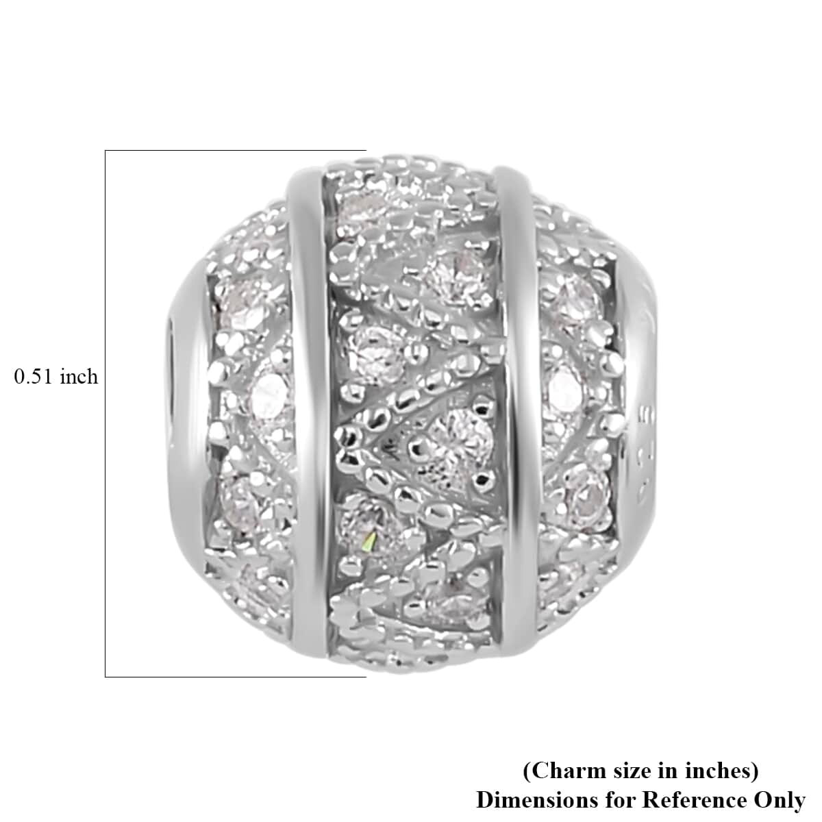 Simulated Diamond Old Oxide Charm in Rhodium Over Sterling Silver image number 3