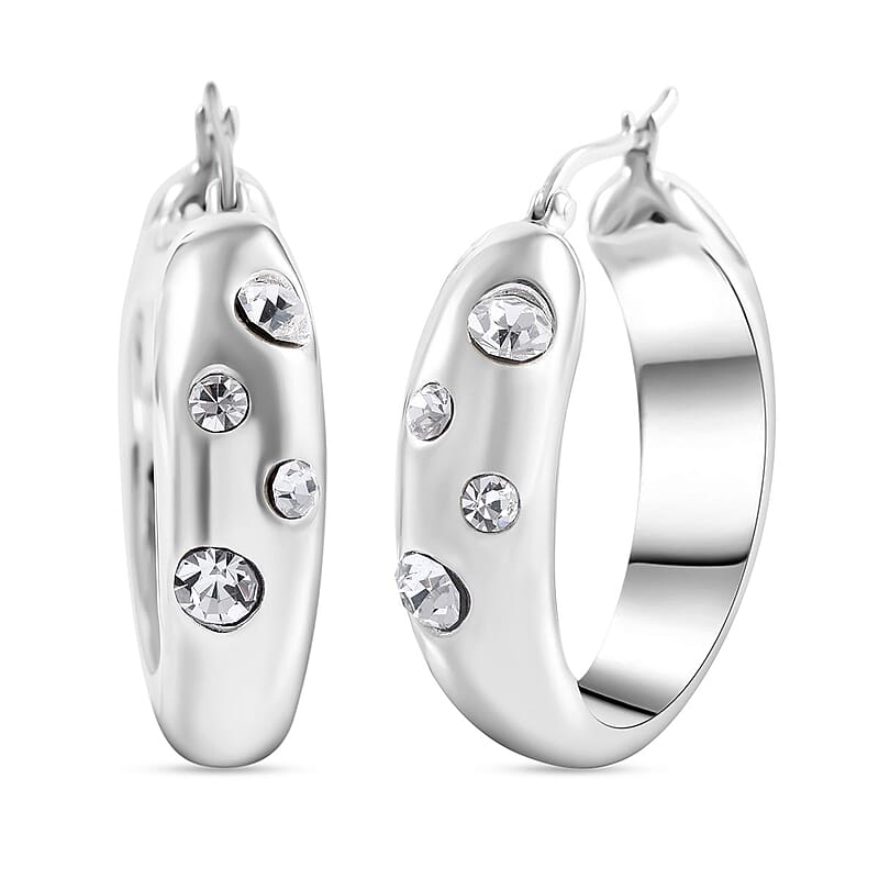 Austrian Crystal Flush Set Hoop Earrings