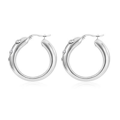 Austrian Crystal Flush Set Hoop Earrings