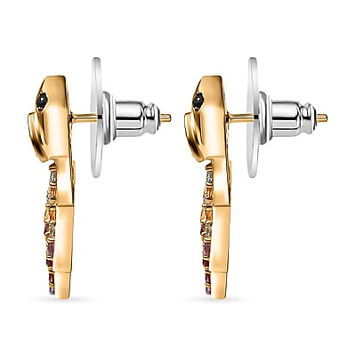 Multi Gemstone 1.10 ctw Snake Earrings in 18K Vermeil Yellow Gold Over Sterling Silver