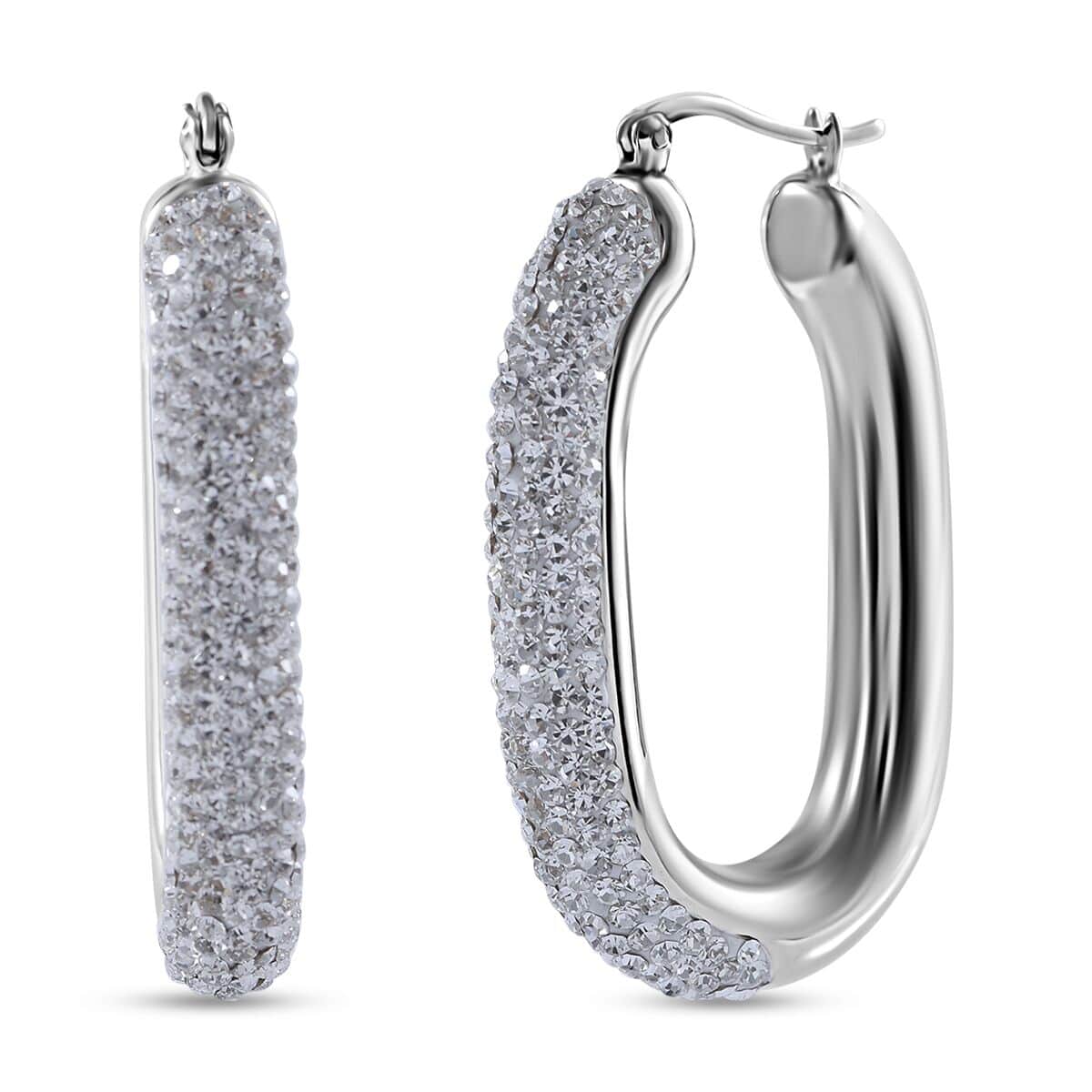 Austrian Crystal Hoop Earrings in Sterling Silver image number 0