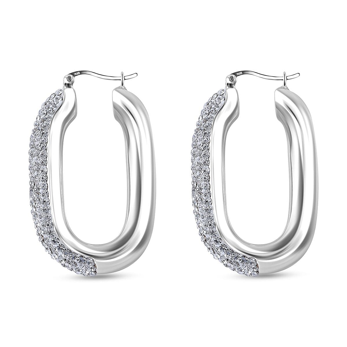 Austrian Crystal Hoop Earrings in Sterling Silver