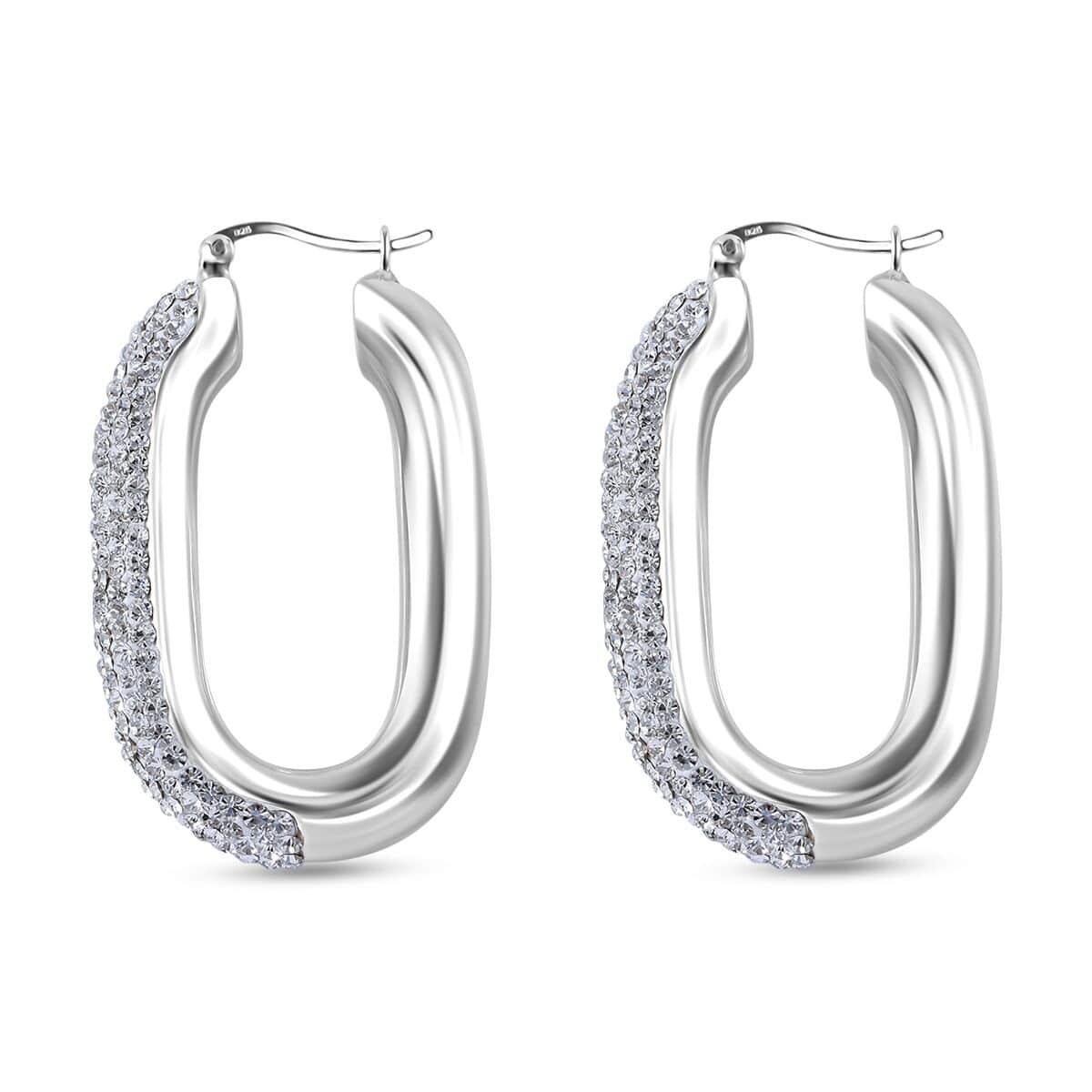 Austrian Crystal Hoop Earrings in Sterling Silver image number 2