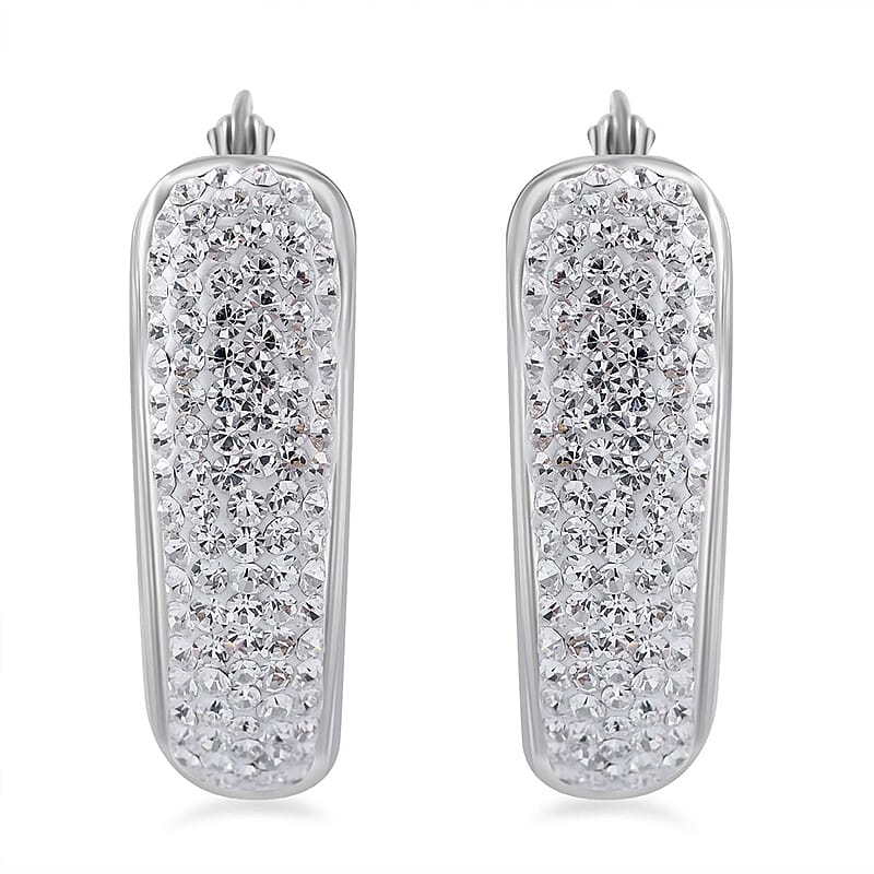 Austrian Crystal Huggie Earrings in Sterling Silver